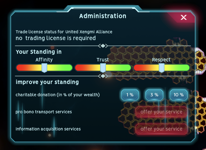 an example screen showing player&rsquo;s standing